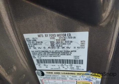 2011 Ford F-150 Lariat z USA, uszkodzony, nr VIN 1FTFW1ET1BFA82757